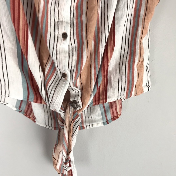 Becaal multicolor stripe tie off shoulder crop top - Picture 4 of 7